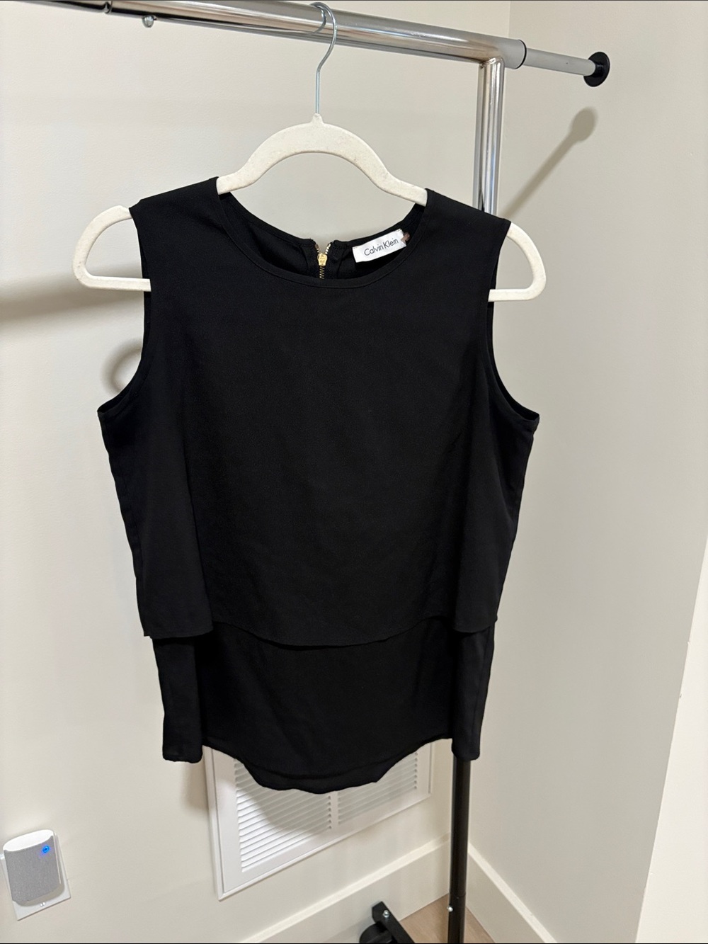 Calvin Klein Black Layered Sleeveless Shell